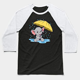 Baby Elephant Umbrella Raindrops Baseball T-Shirt